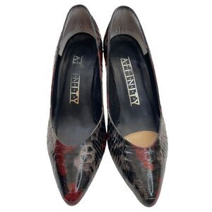 Vintage Affinity Red and Gray Reptile Snake Leather Heels Size 7